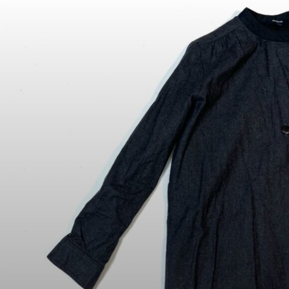 Madewell Flannel Latitude Shirt Mini Dress in Charcoal Grey - Picture 3 of 5